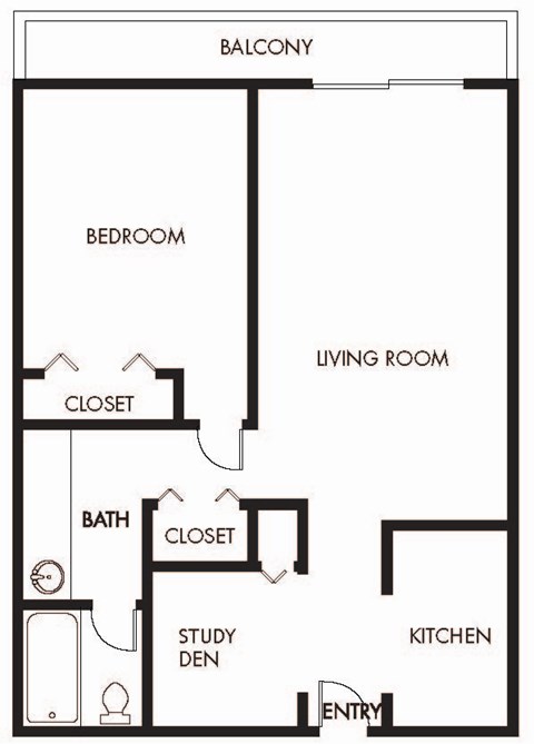 Axiom Westwood Apartments 1x1 w study den floorplan image